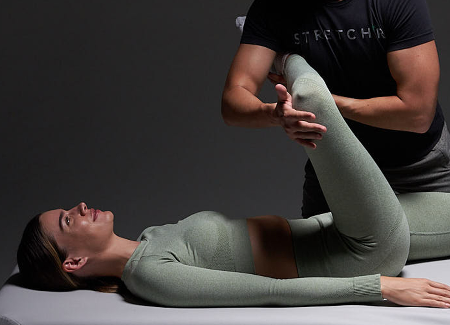 A one-on-one assisted stretch at Stretch*d